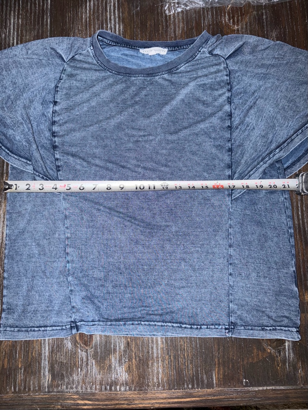 Jane and Delancey Washed Blue Short Sleeve Ruffle Top - Picture 8 of 9